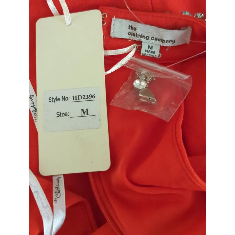The Clothing Company Embellished Red Cut Out Mini Dress‎ Women's MEDIUM NWT
